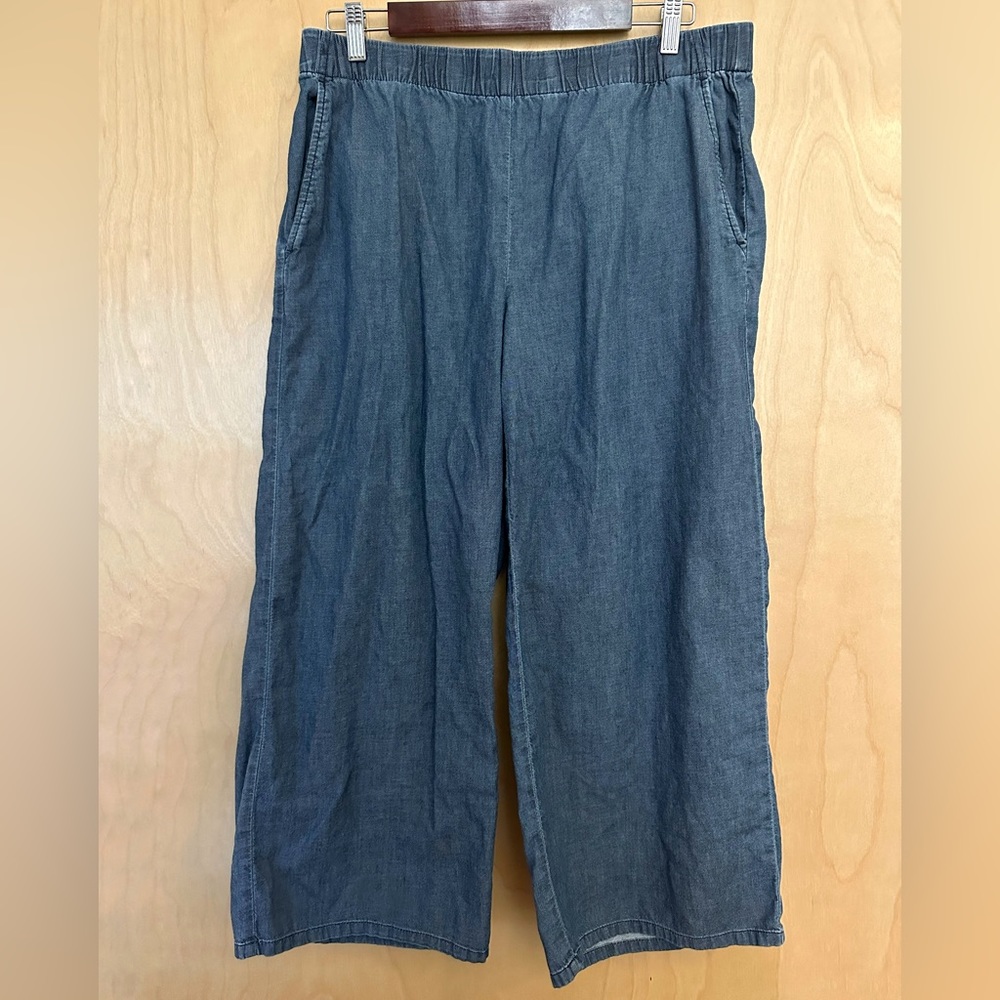 Eileen Fisher 100% Organic Cotton Wide Leg Cropped Pants